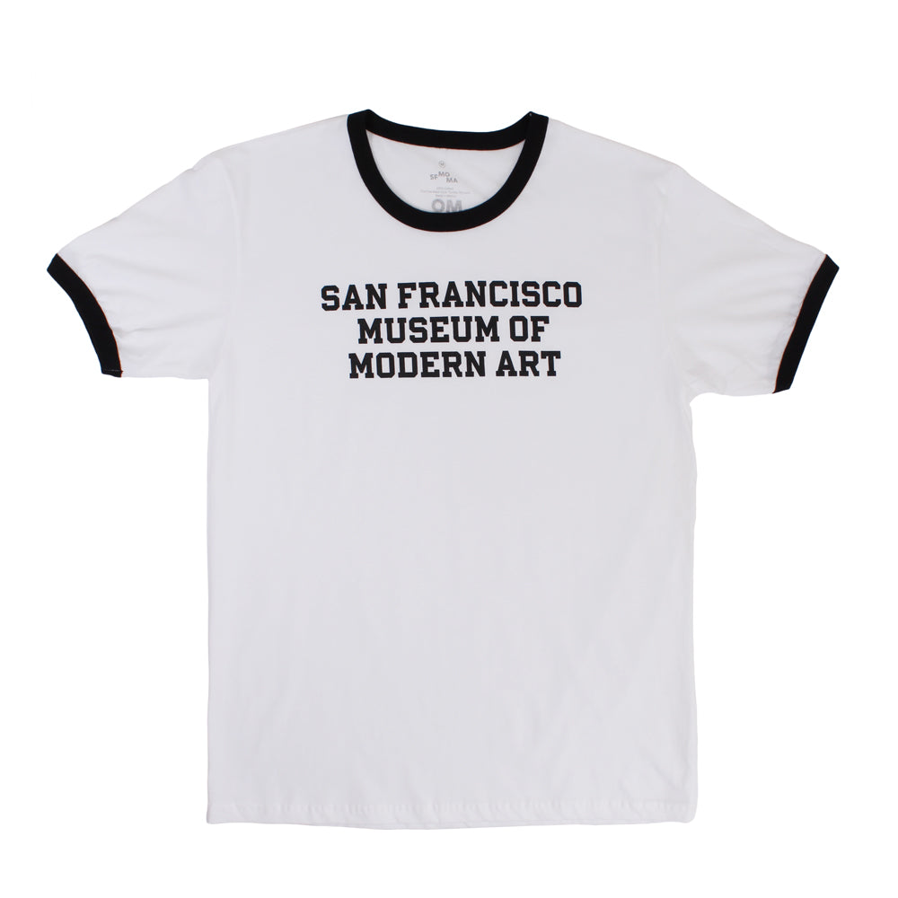 SFMOMA Collegiate Ringer Tee front view.