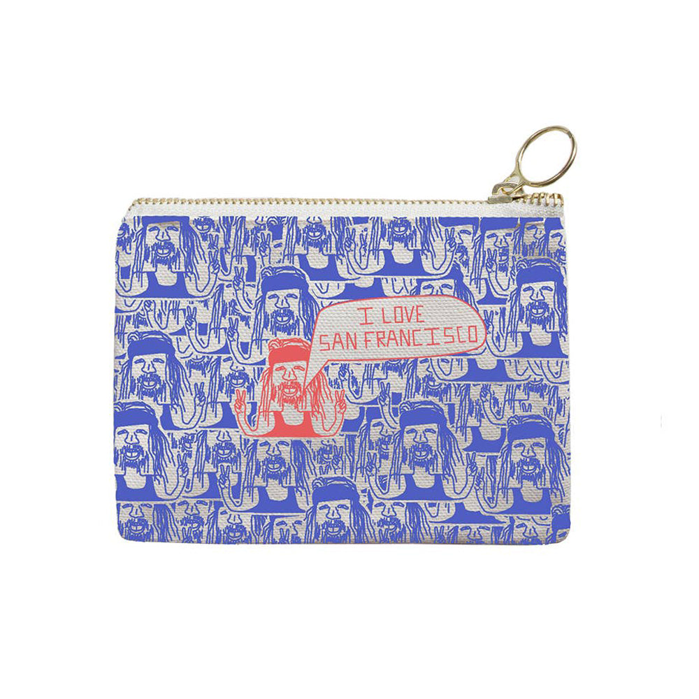 San Francisco Coin Pouch: Periwinkle + Coral - SFMOMA Museum Store