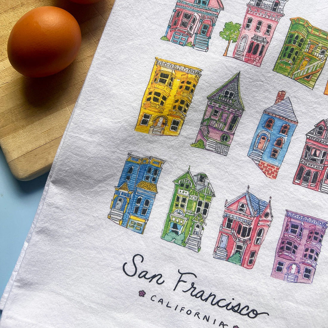 San Francisco Houses Tea Towel - SFMOMA Museum Store