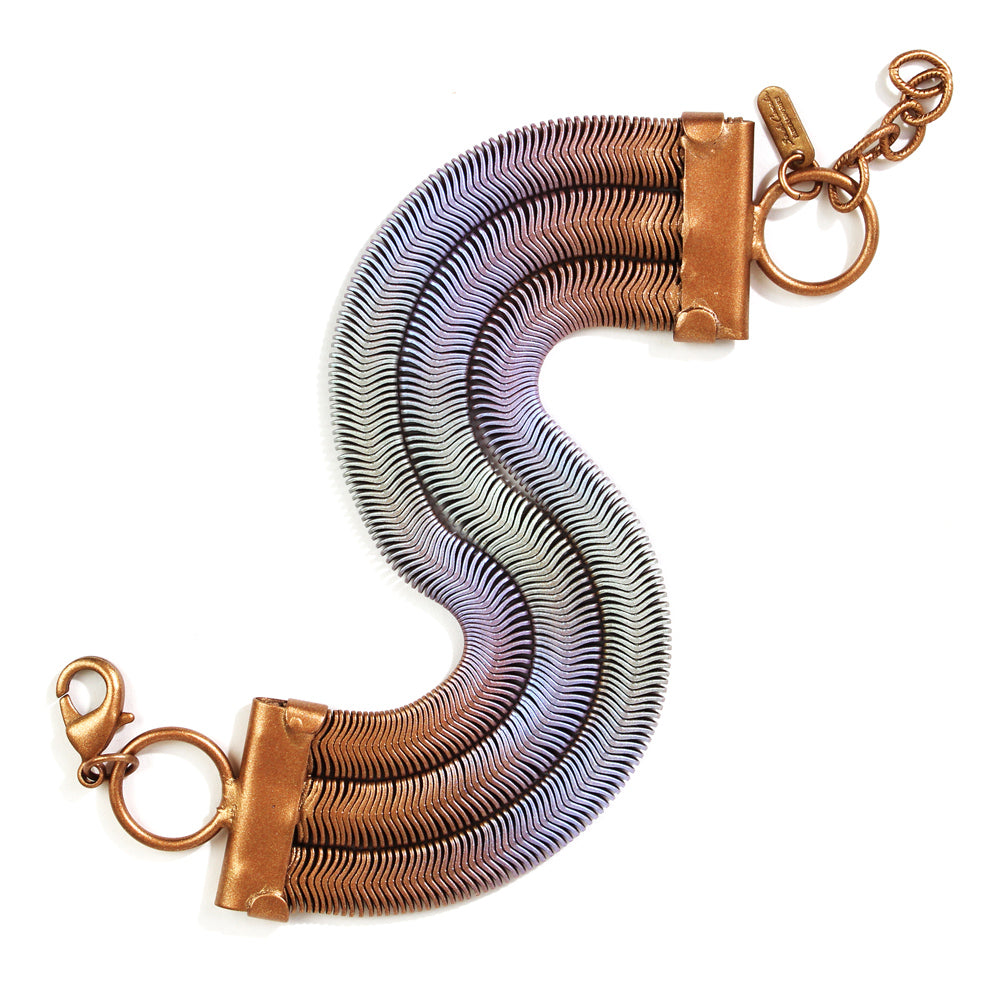 Whiting & Davis Copper Snake clamper bracelet and earrings - Ruby Lane