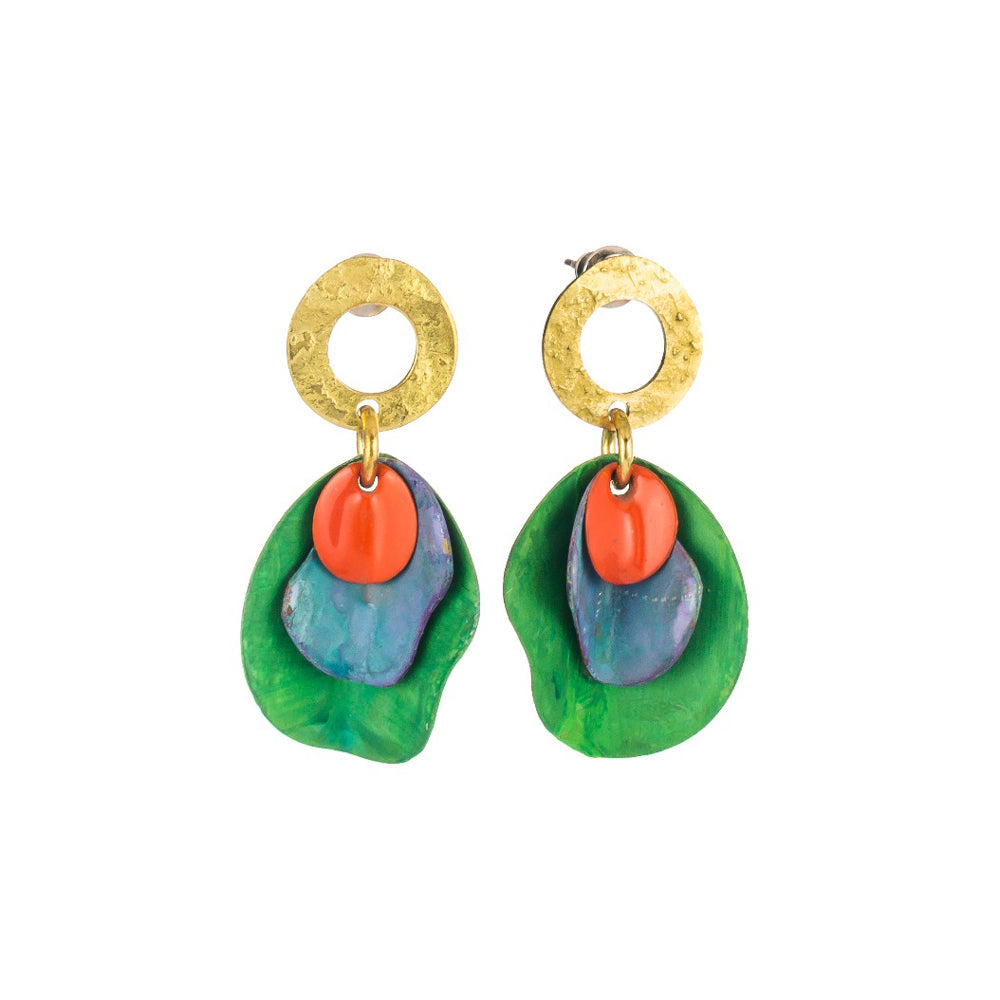 Small Papaya Hojas Earrings
