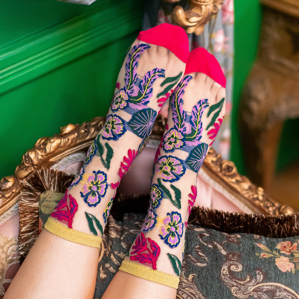Festive Floral Sheer Socks