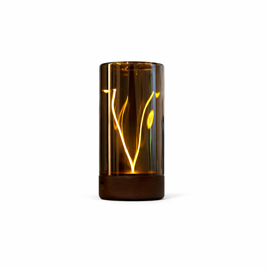 Glass container with glowing interior design on a white background