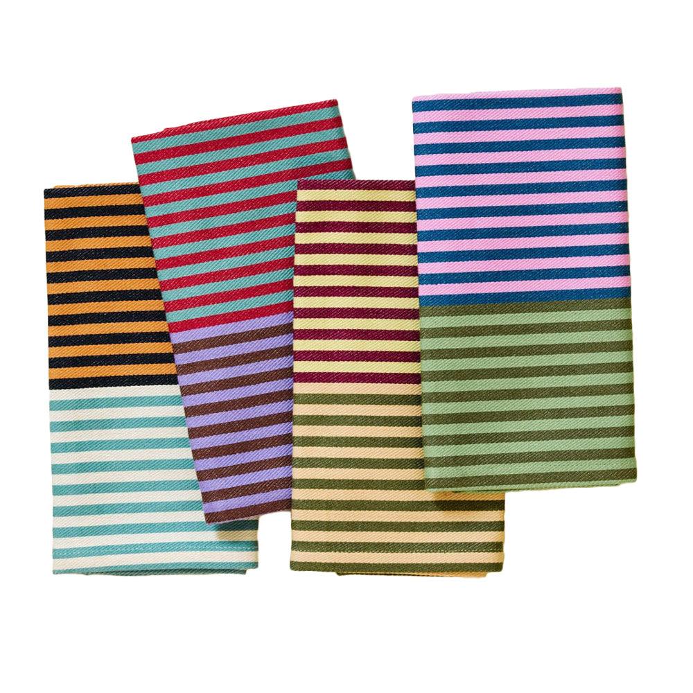 Spice Dual Striped Napkins Mixed Set of 4