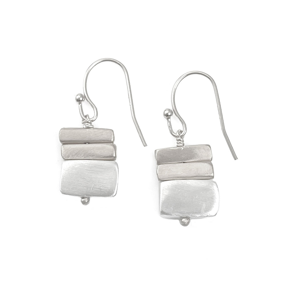 Silver Stacked Bars Earrings