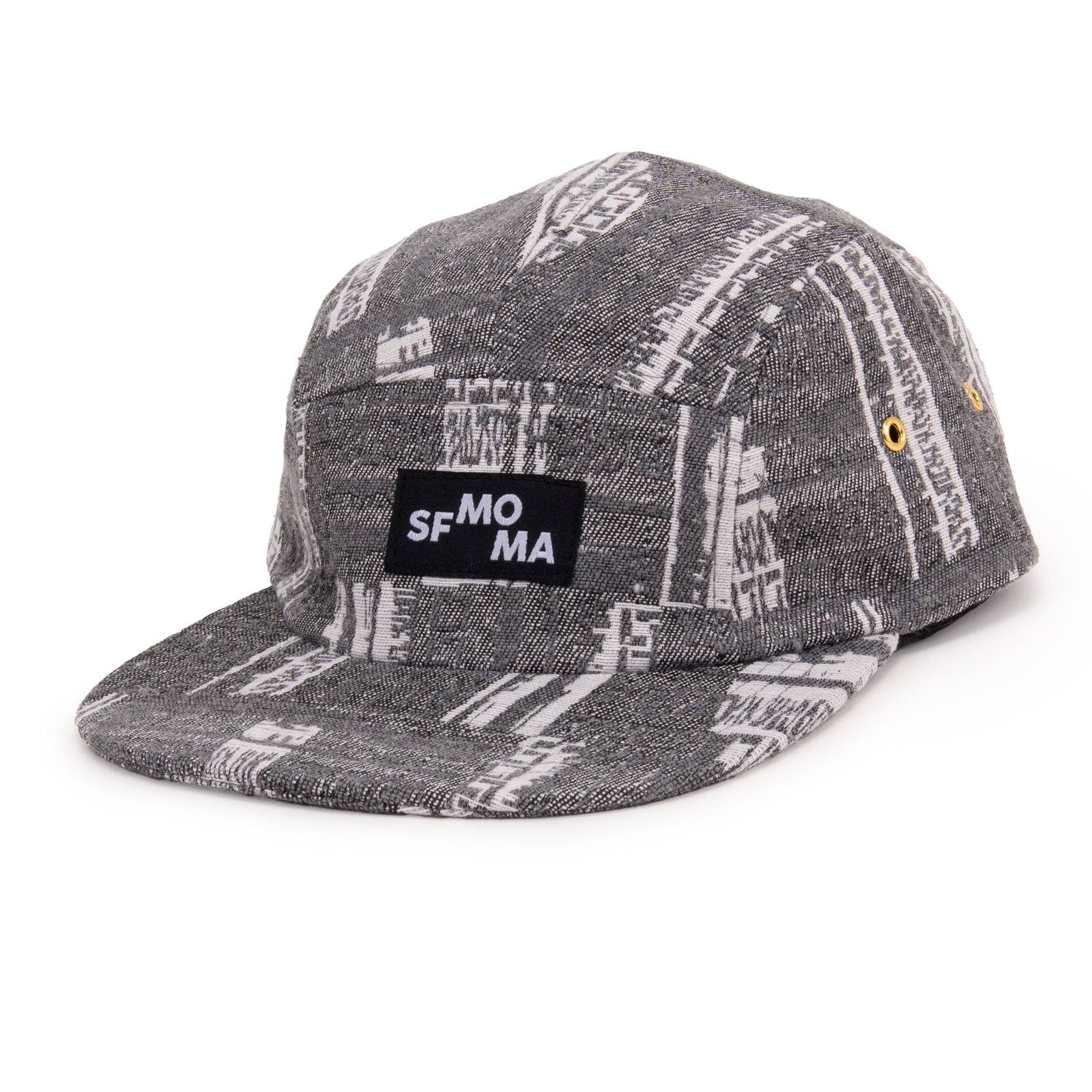 SFMOMA x State Of Flux Black + White 5-Panel Hat front view