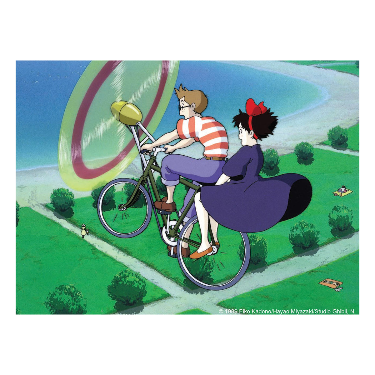 Postcard book with Kiki's Delivery Service design featuring a character in a bakery.