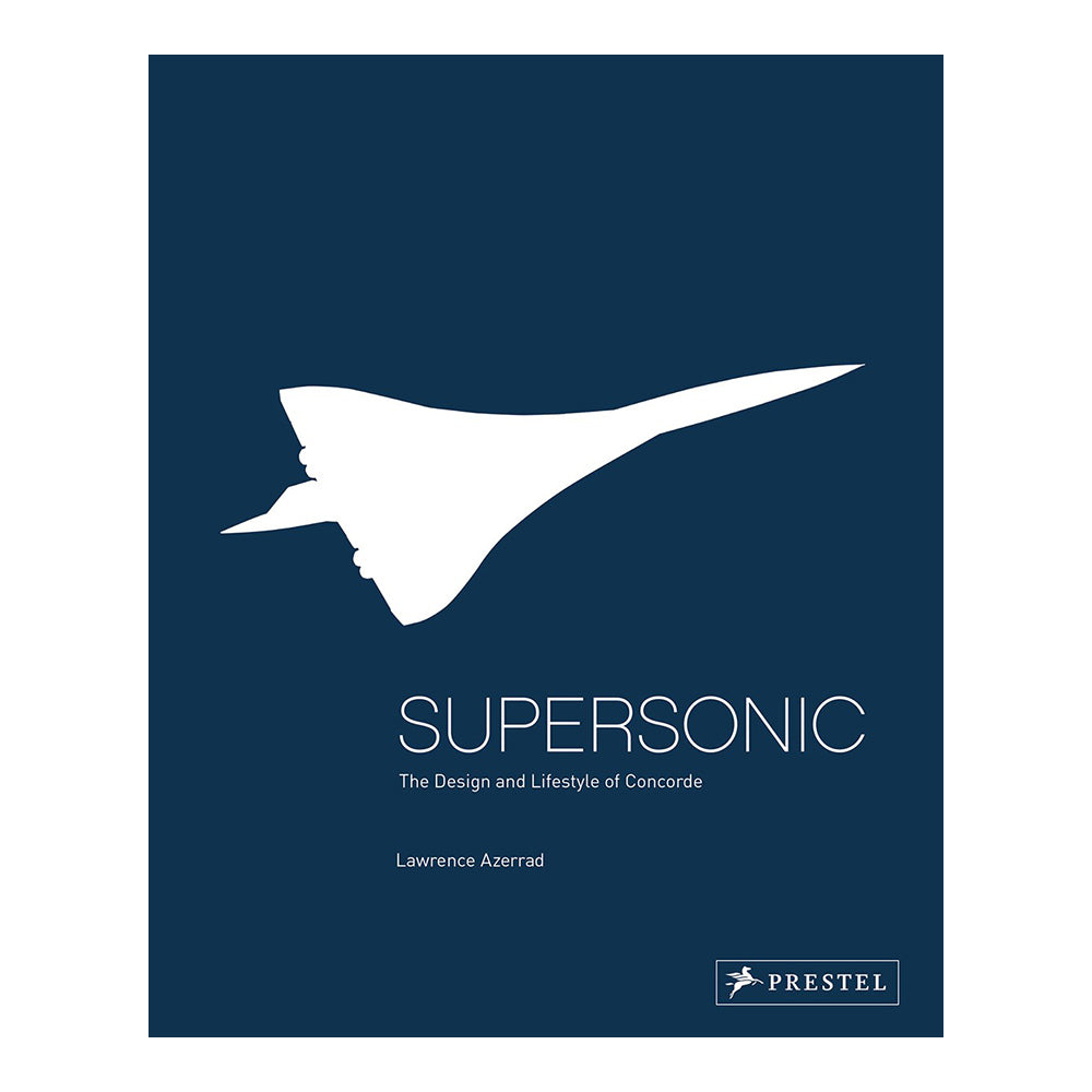 Cover of Supersonic. White shape of the Concorde jet.
