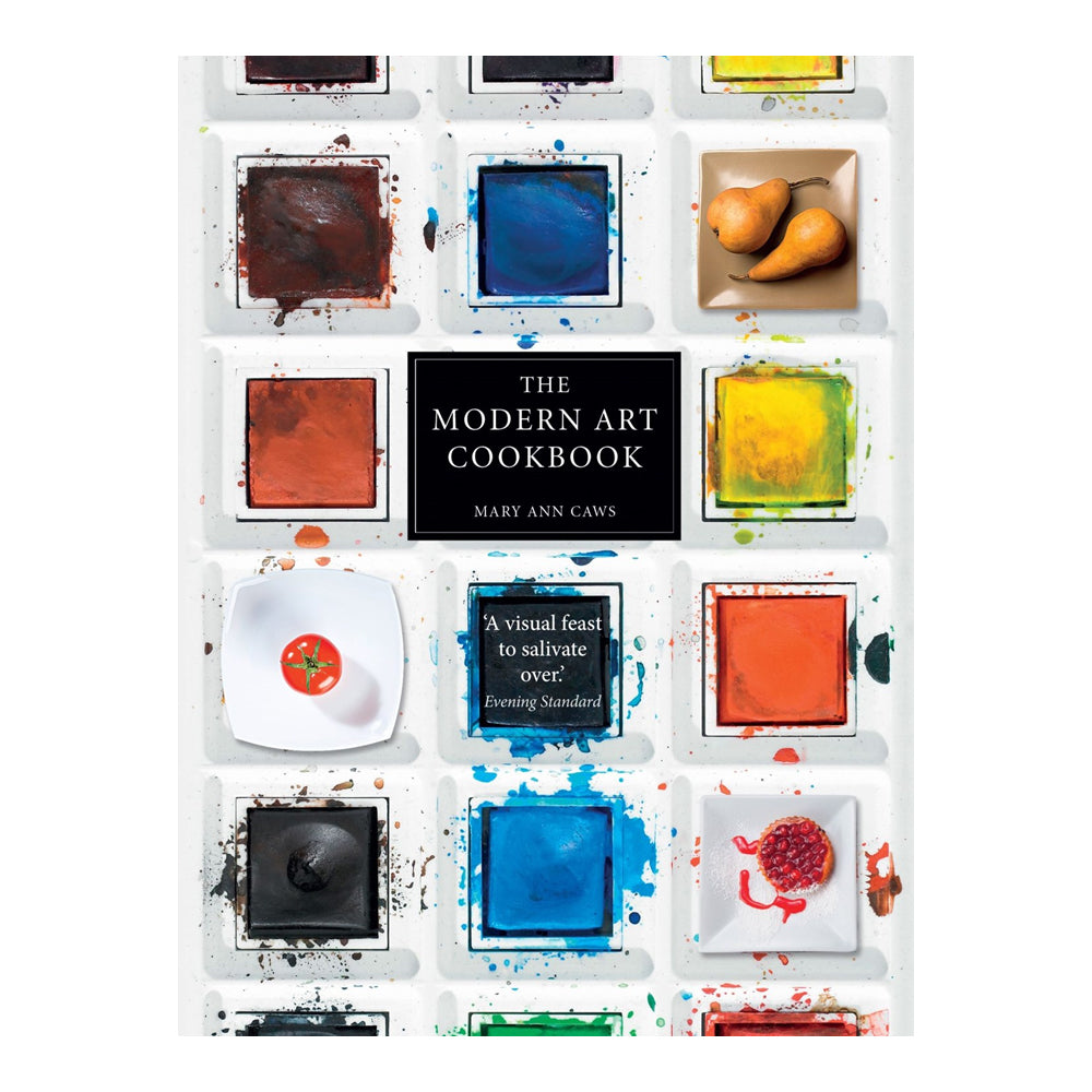 Book cover of 'The Modern Art Cookbook' with colorful abstract designs and text.