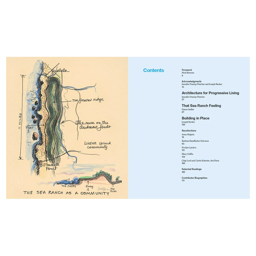 Cover of 'The Sea Ranch' book with architectural design and ocean view.