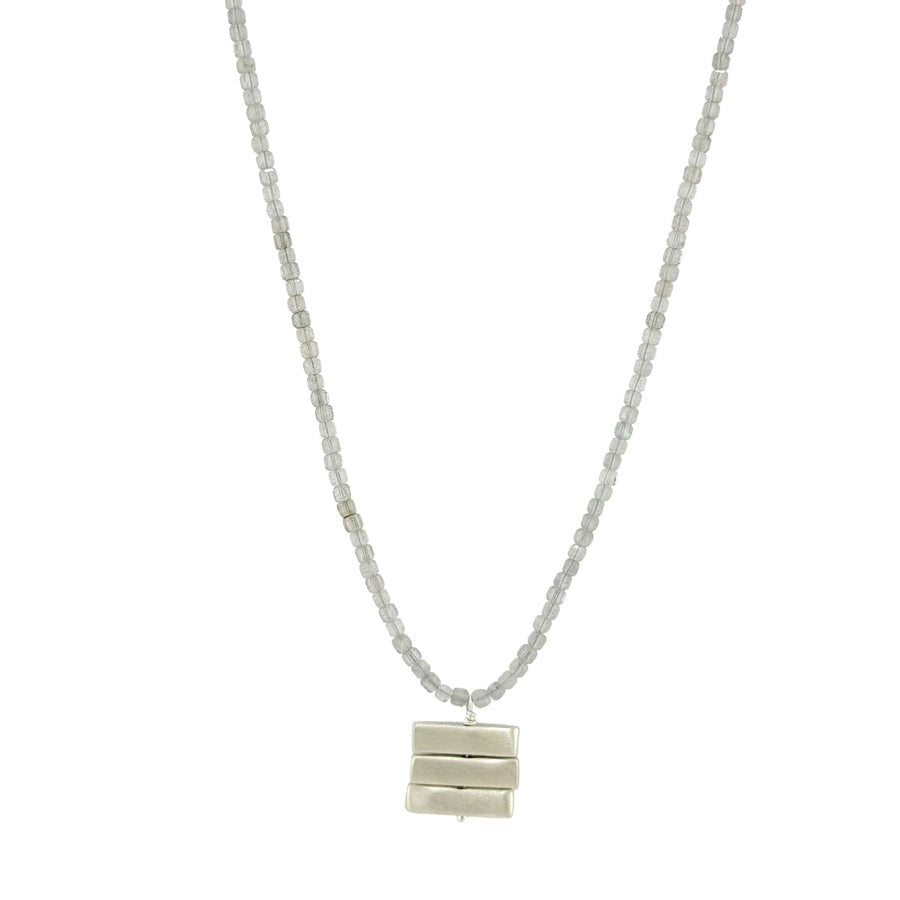 Three Silver Bars on Labradorite Necklace