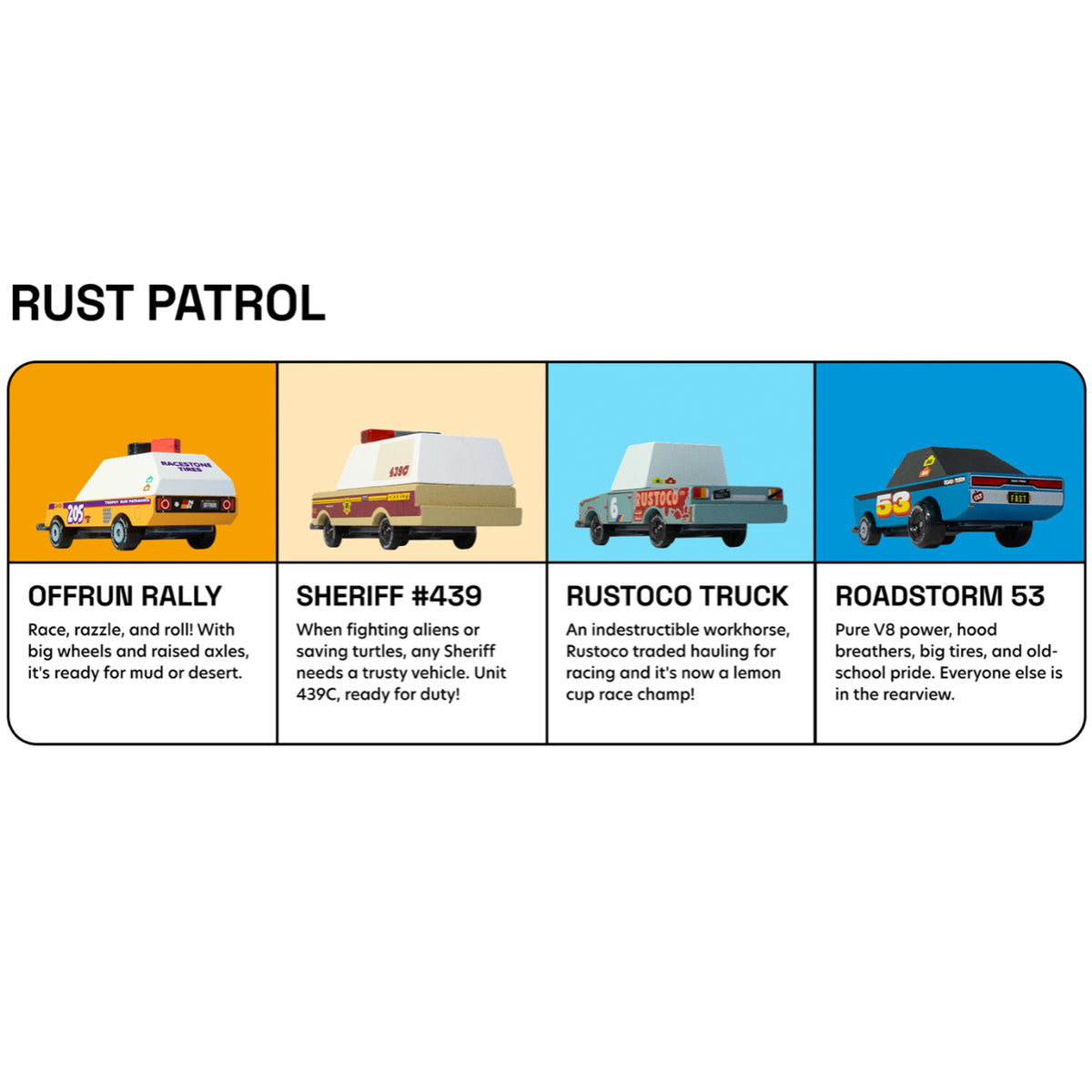 Illustrations of different types of cars with brief descriptions on a white background.