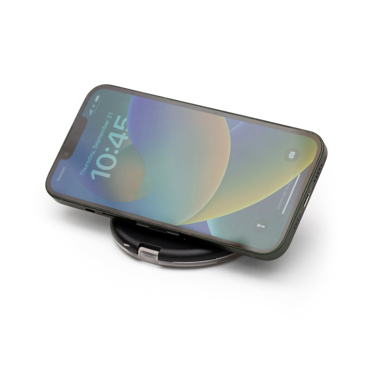 Travel Buddy USB Connection Kit pictured as a phone stand