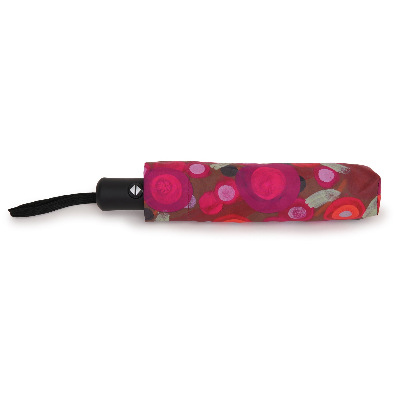 Colorful umbrella with circular pattern on a white background