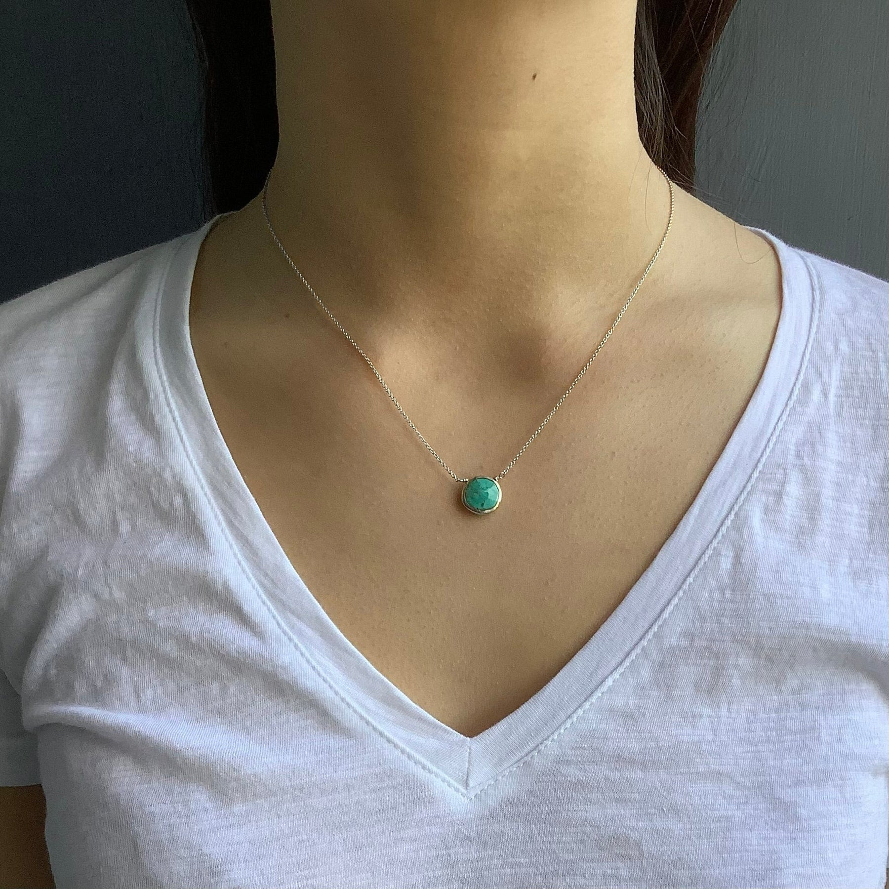 Turquoise Circle Silver Necklace - SFMOMA Museum Store