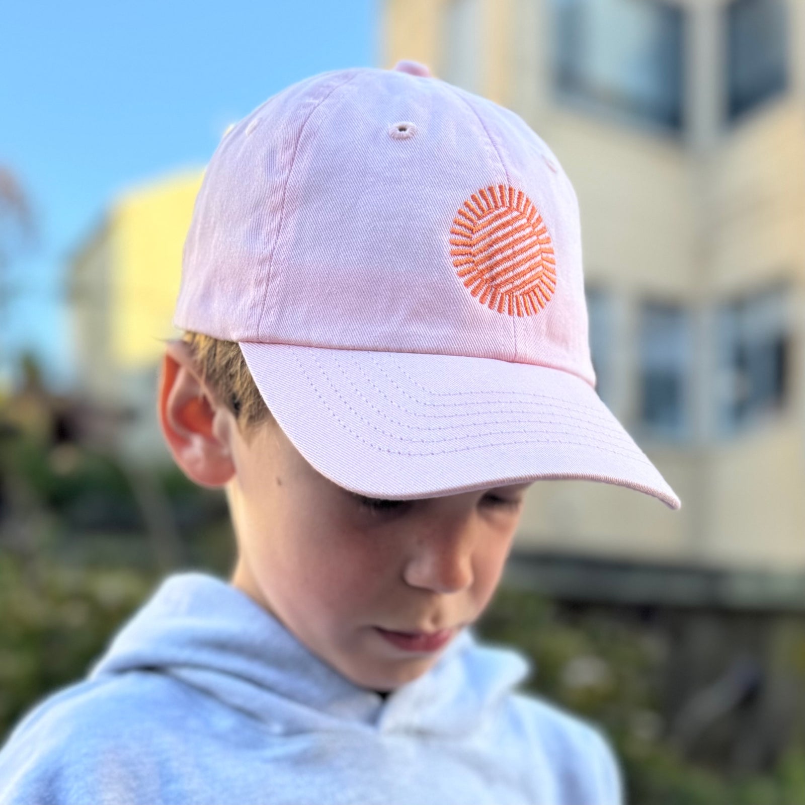 Three-quarter view hat.