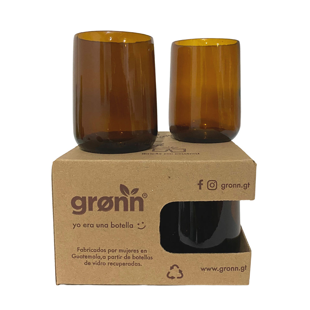 Upcycled Amber Glasses Set of 4