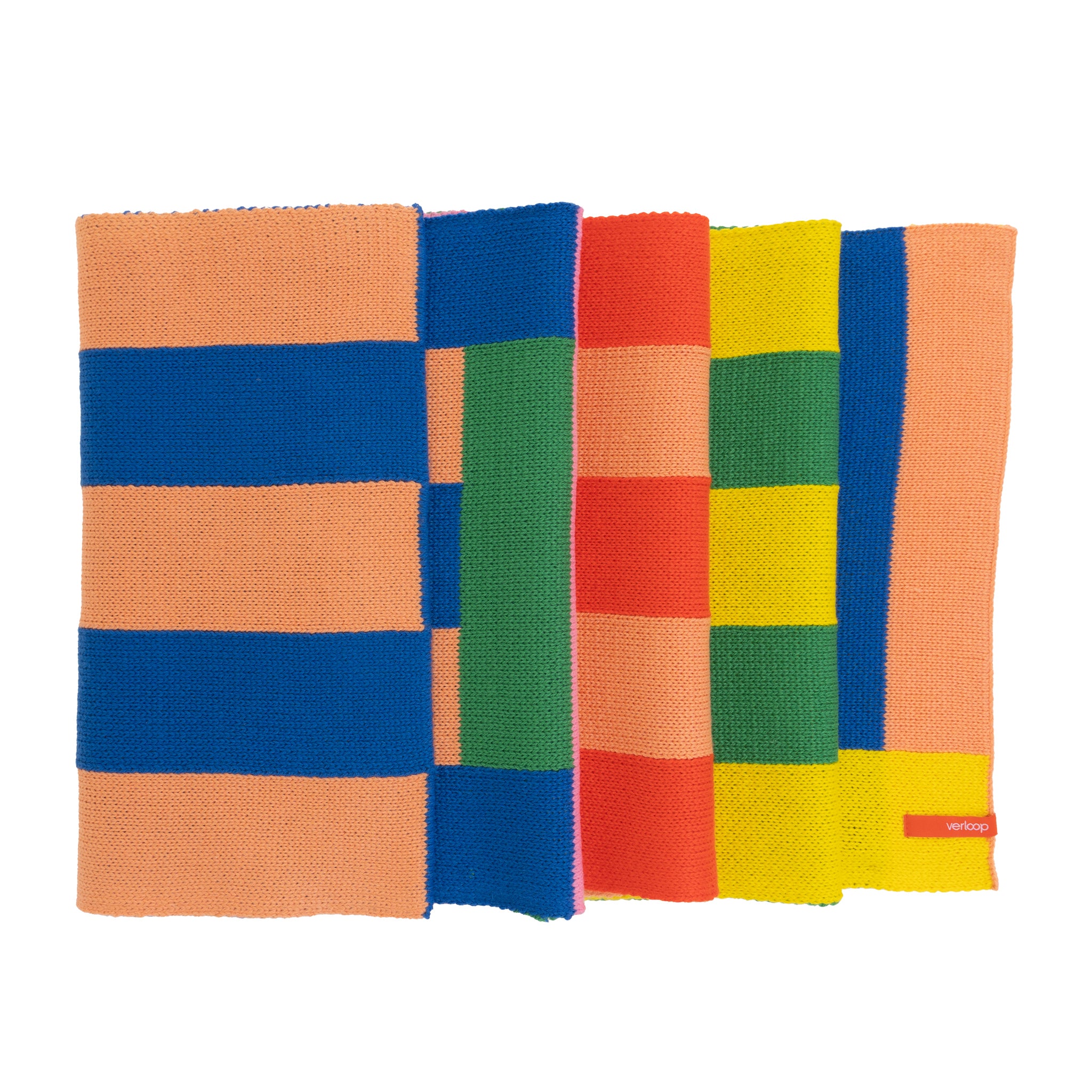 Waterfall Stripe Oversized Scarf: Peach and Cobalt - SFMOMA Museum