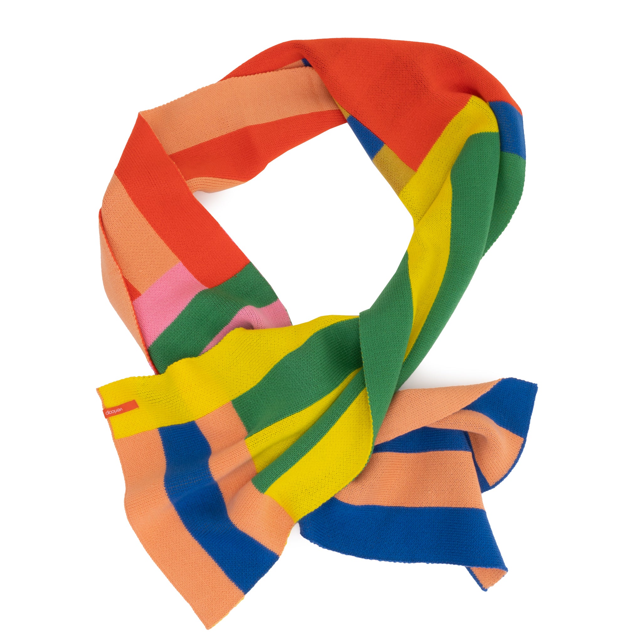 Waterfall Stripe Oversized Scarf: Peach and Cobalt - SFMOMA Museum