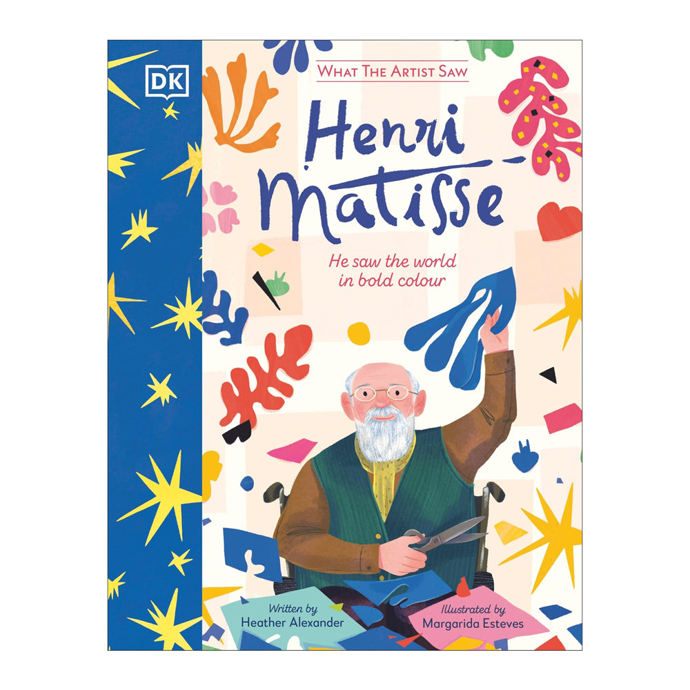 Book cover of 'What the Artist Saw: Henri Matisse' with colorful illustrations and text.