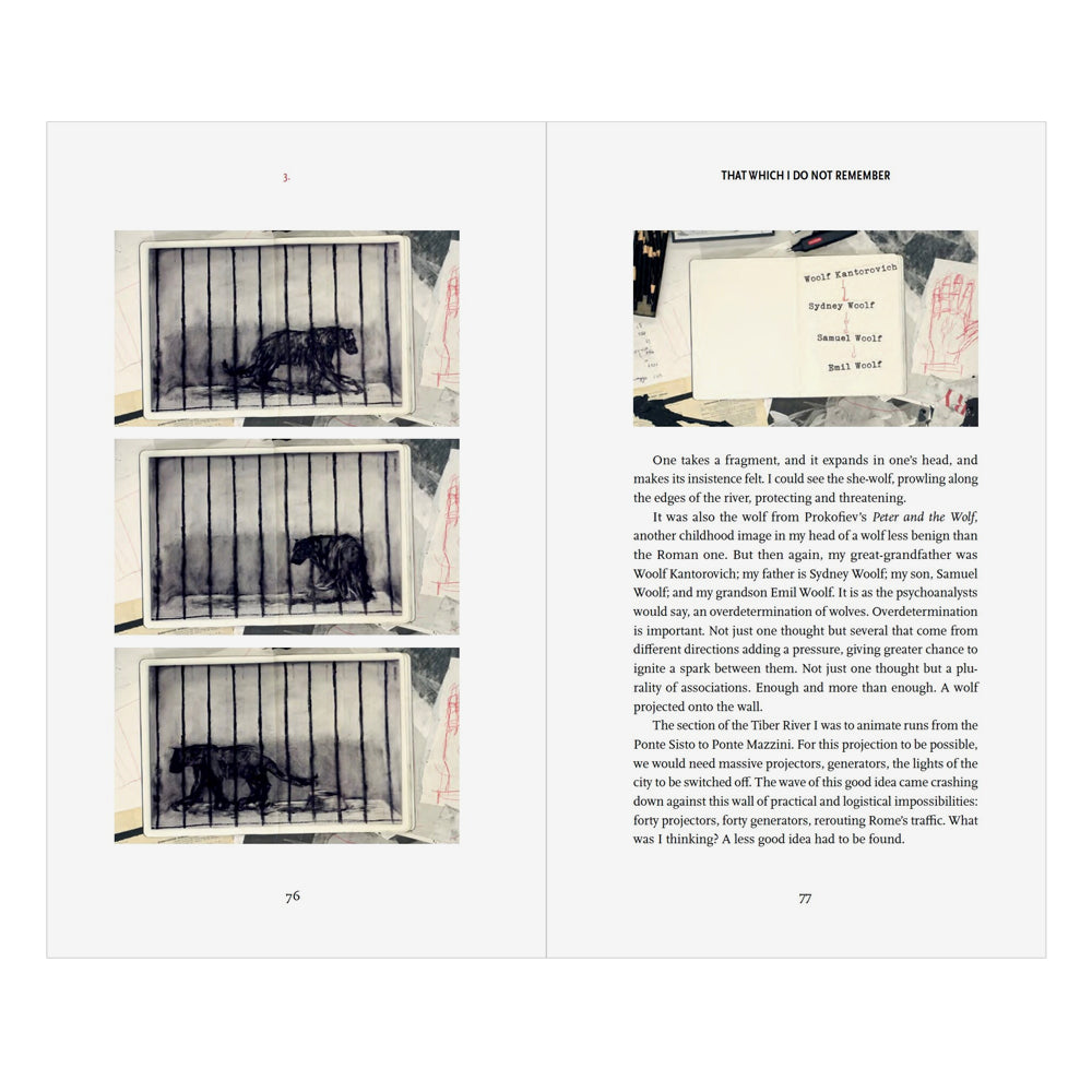 Book pages with black and white images of animals and text on a white background