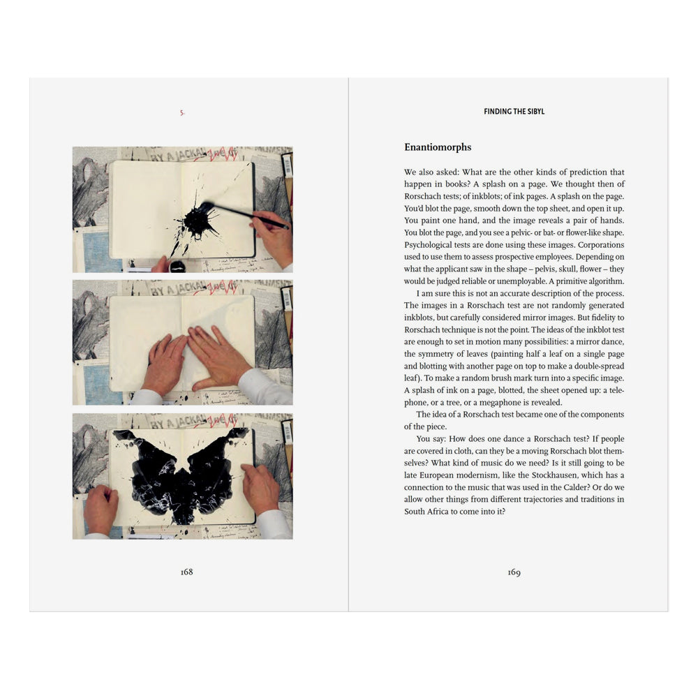 Book pages with images of hands manipulating a butterfly and text on a white background