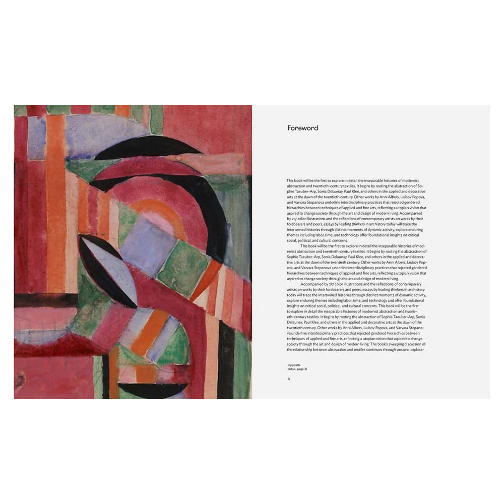 'Woven Histories: Textiles and Modern Abstraction' book cover.