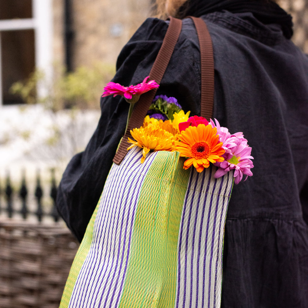 Woven Market Tote: Grass + Pearl