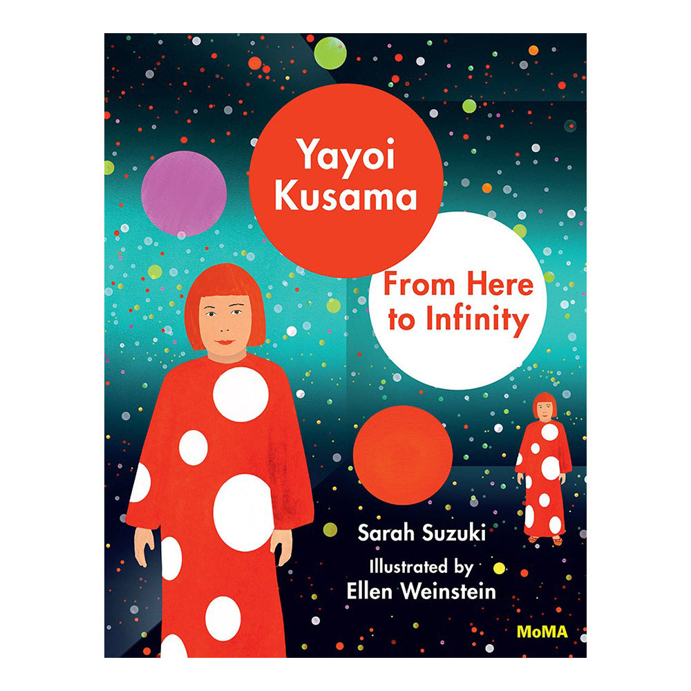 &#39;Yayoi Kusama: From Here to Infinity!&#39; book cover.