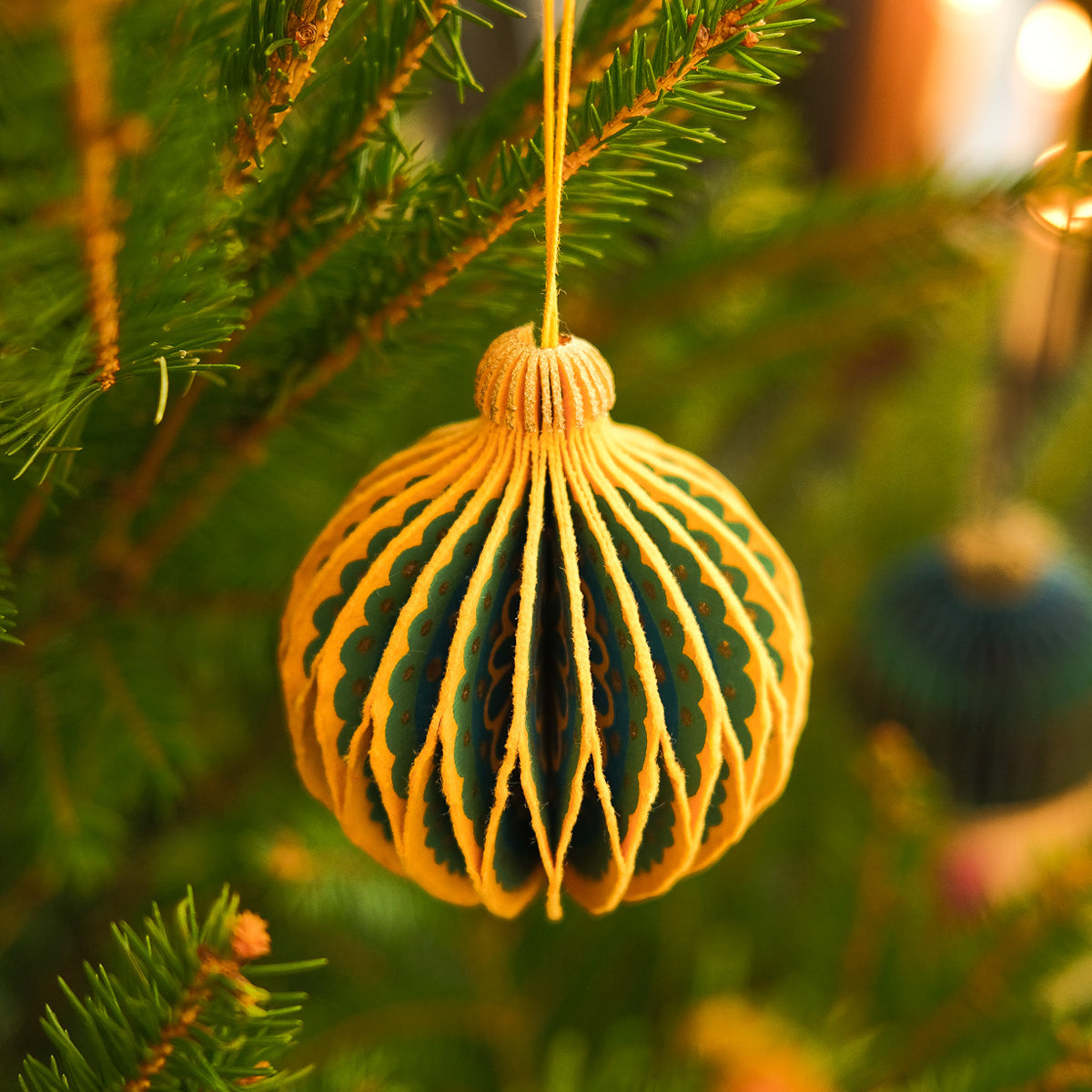 Yellow Bauble Honeycomb Ornament