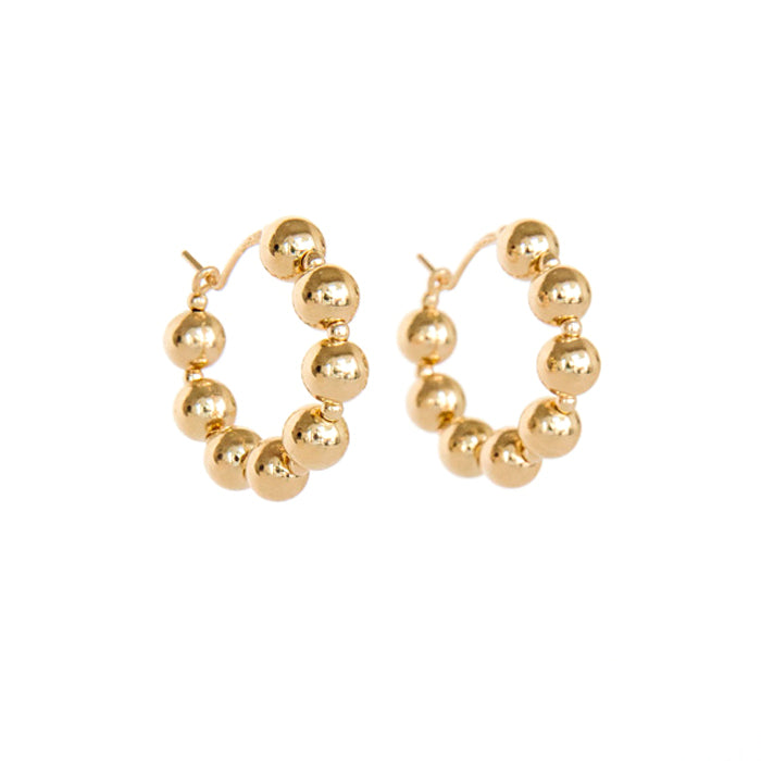 Gold ball hoop on sale earrings