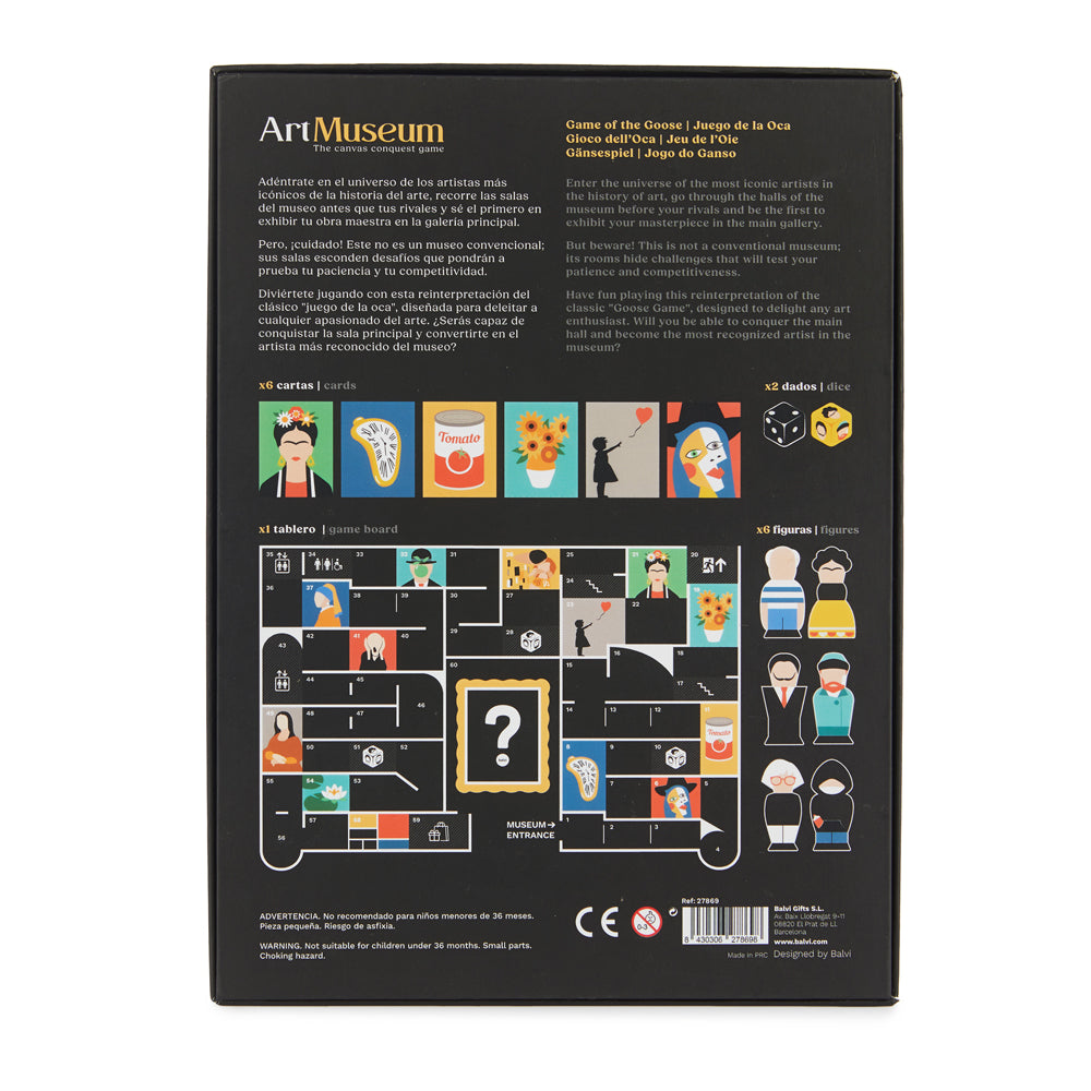 Game package with colorful illustrations on a black background