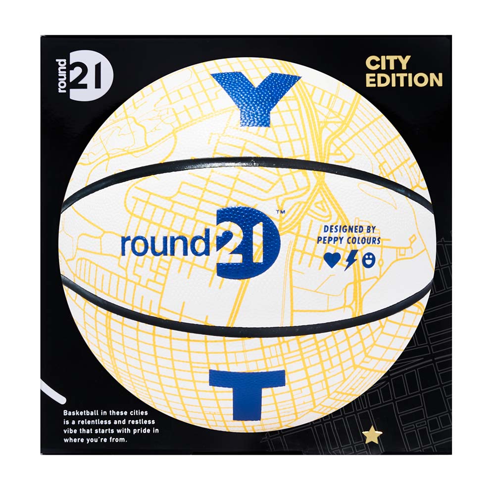 City Series Basketball: The Bay, boxed with yellow line map and blue block letters.