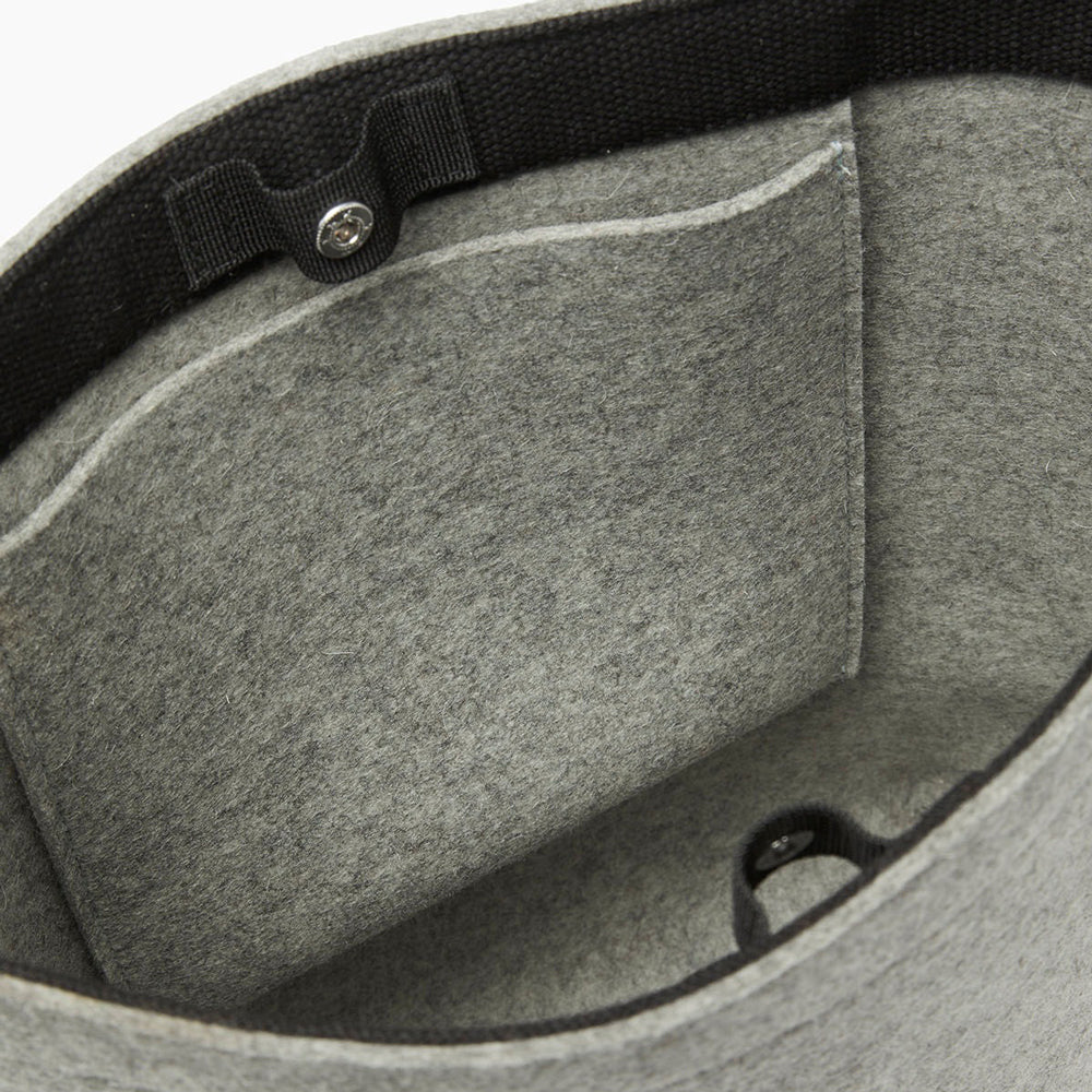 Interior view of tote with interior pocket.