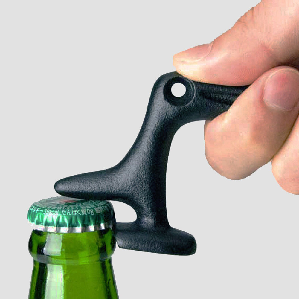 Model opening bottle with crow bottle opener. 