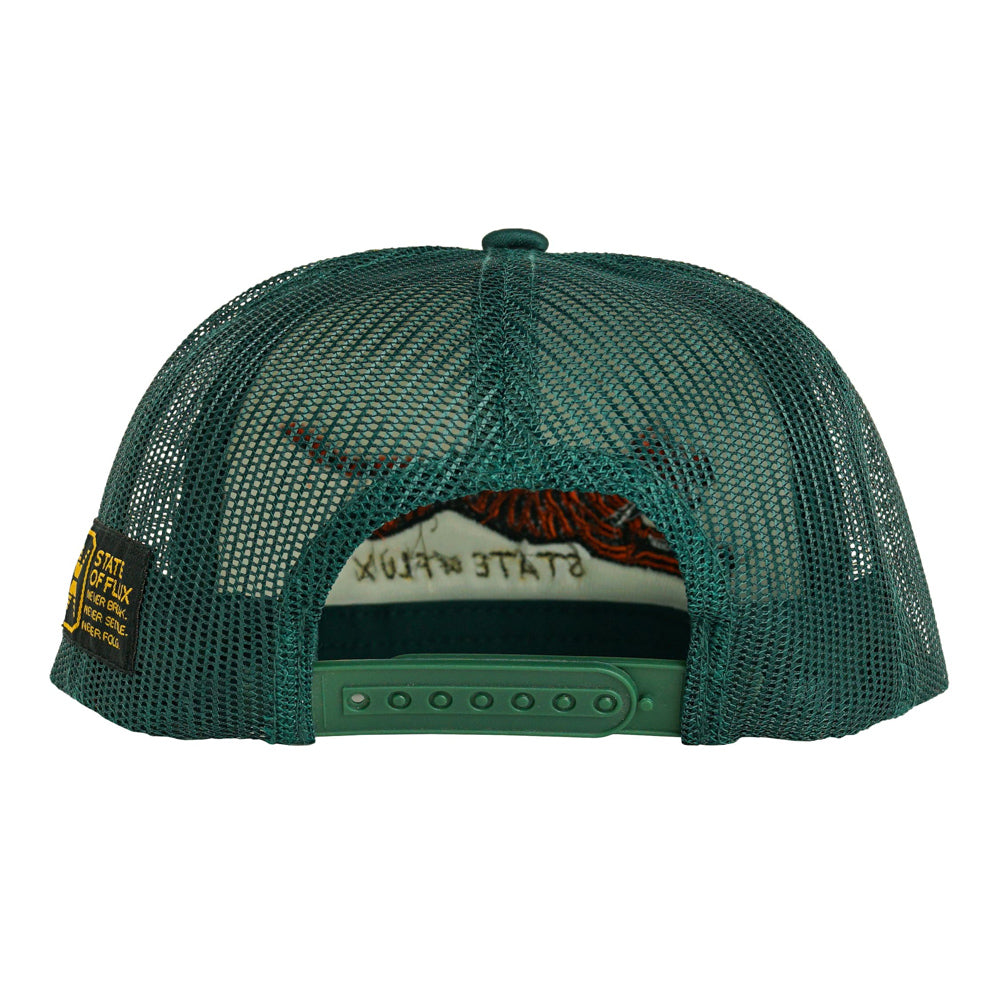 Back of Mojo Trucker Hat: Forest Green.