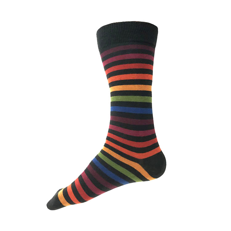 Colorful striped sock on a white background