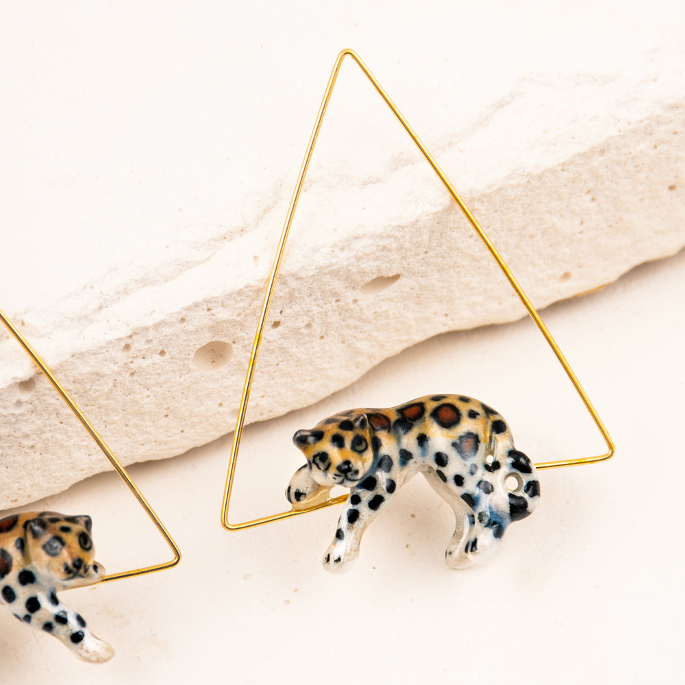Leopard Triangle Earrings