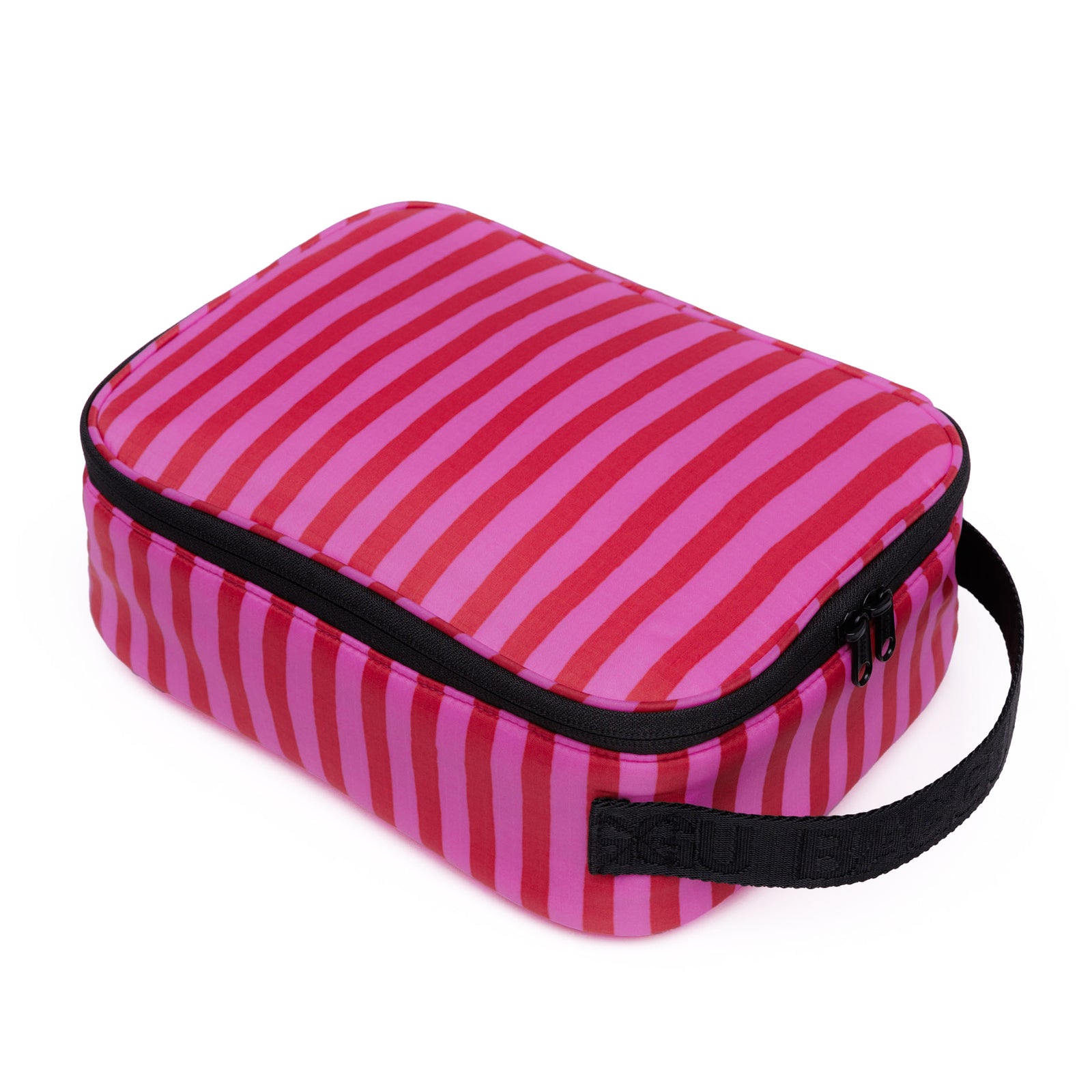 Lunch Box Pink + Red Painted Stripe