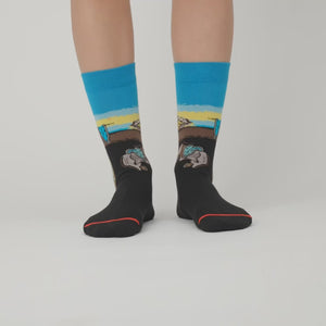 Model wearing socks video.