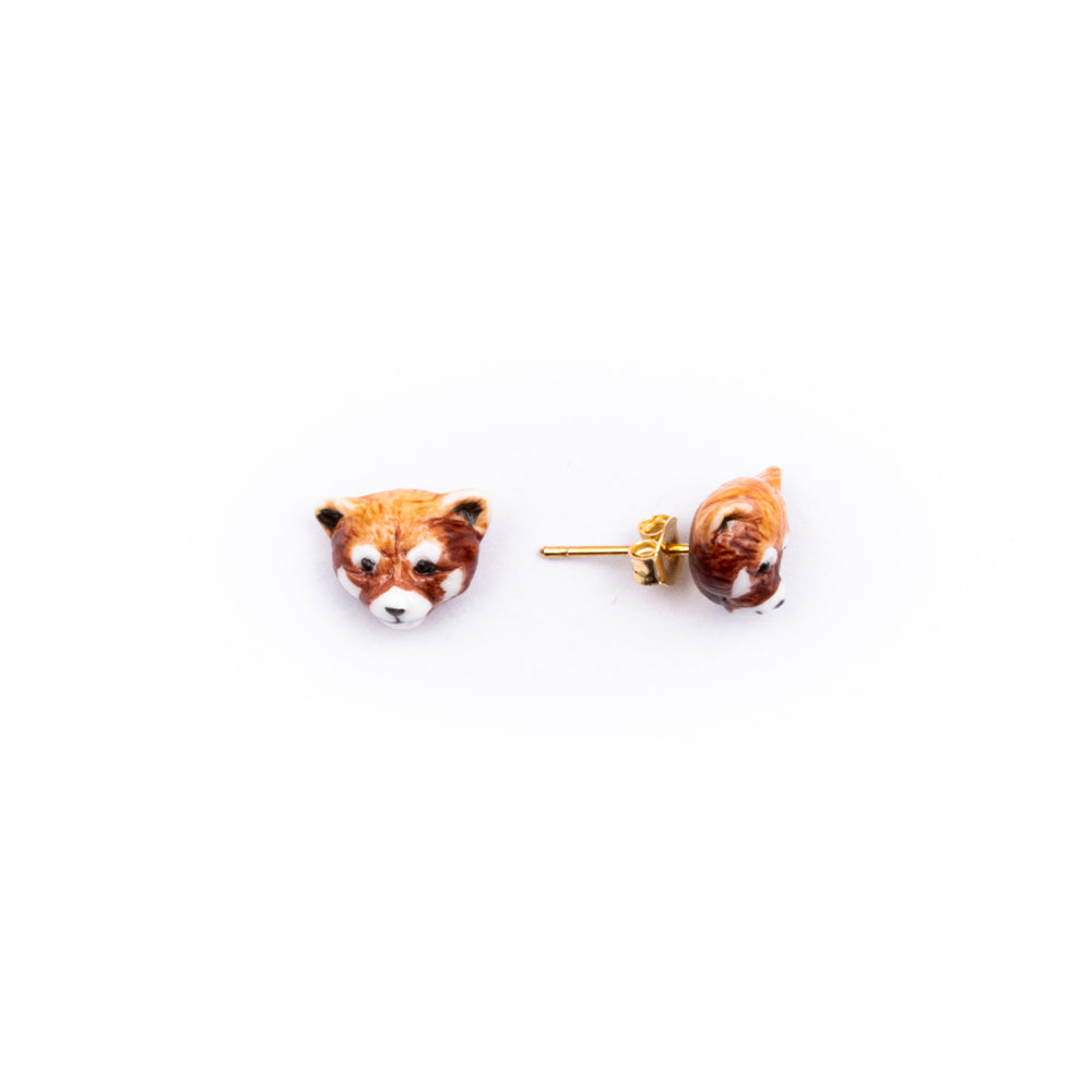 Red Panda Stud earrings by Nach, porcelain animal.