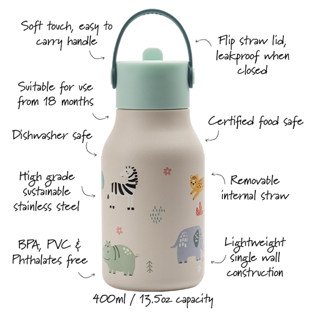 Bottle with written features.