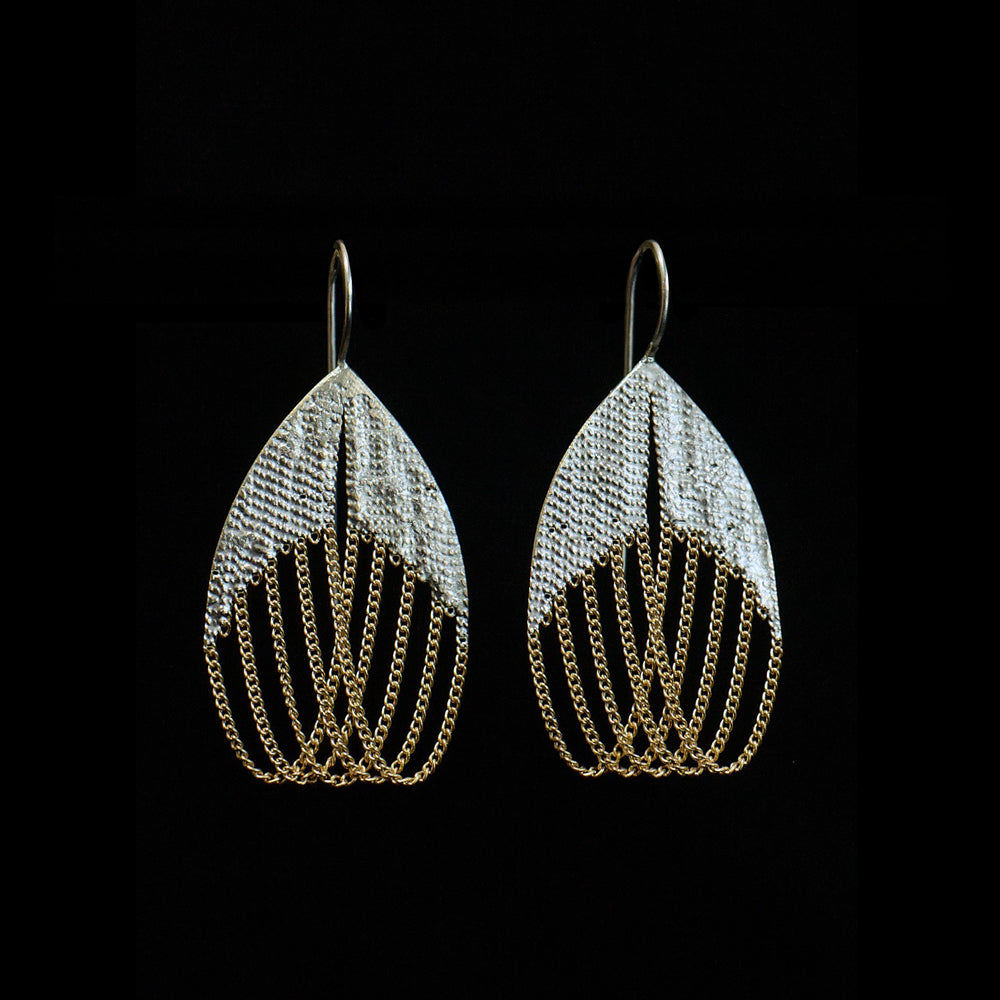 Scarab Brass + Silver Earrings