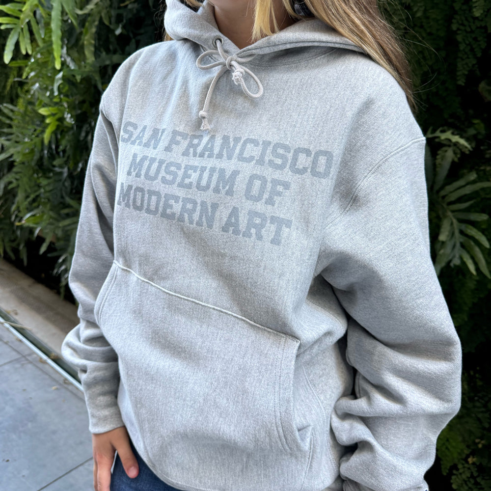 SFMOMA Hoodie: Grey front view.