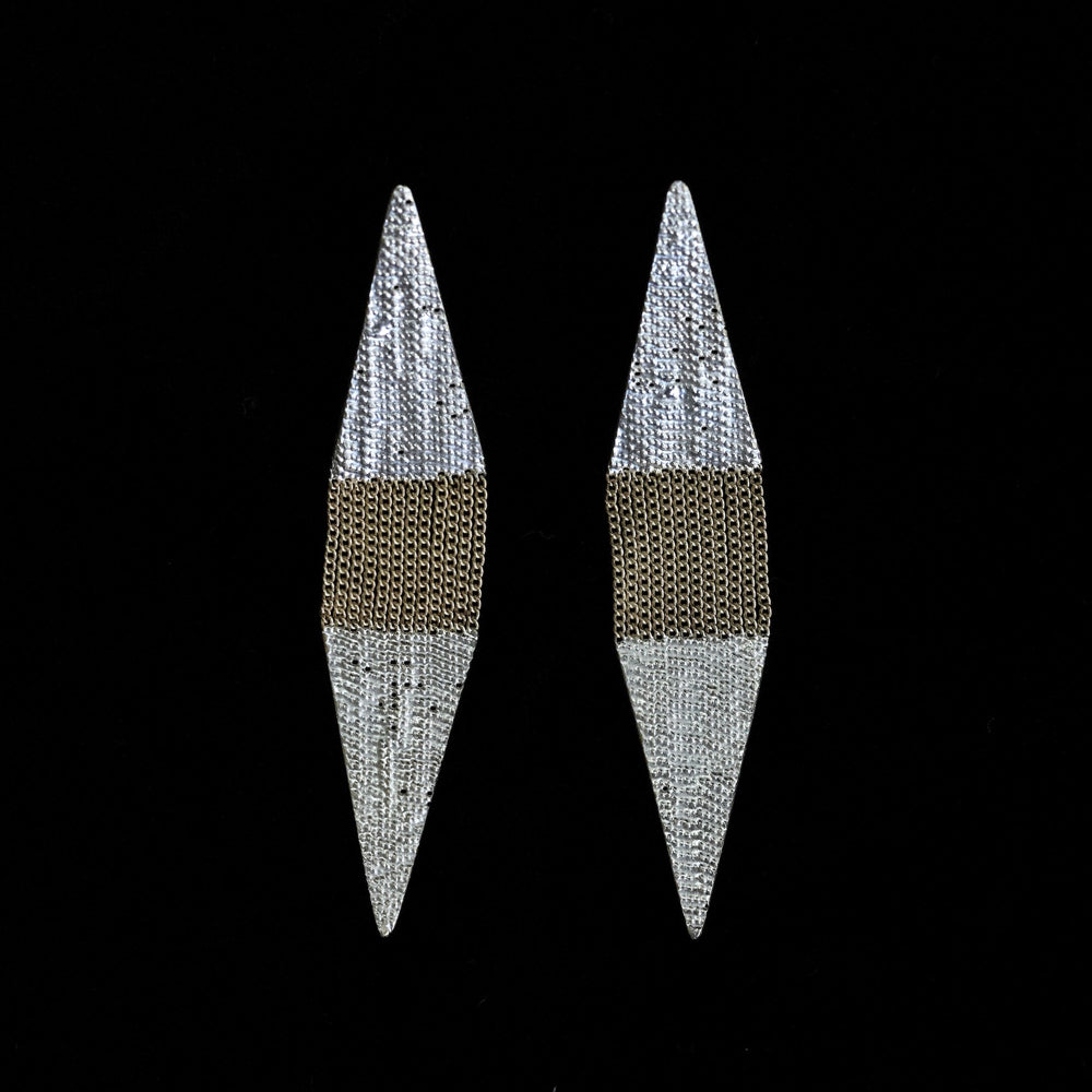 Shard Brass and Silver Earrings