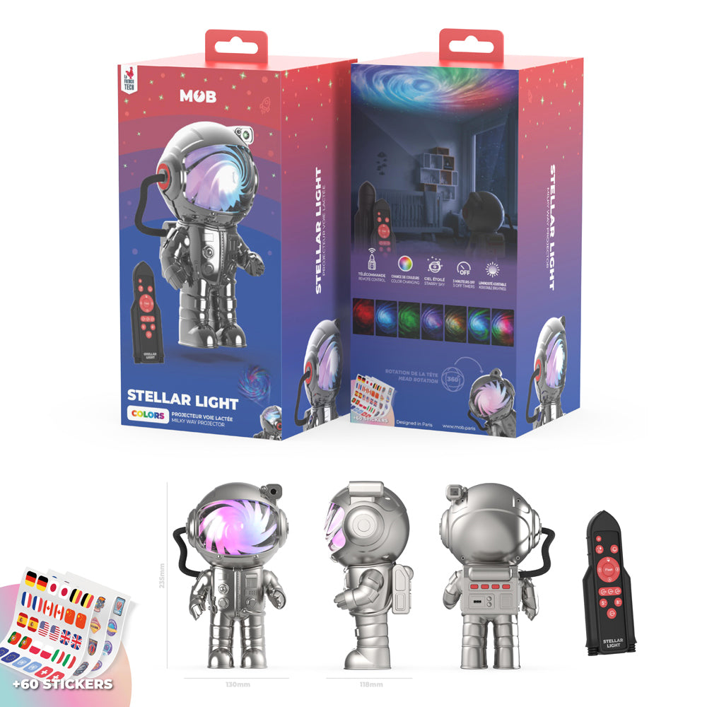 Stellar Light toy with packaging and remote control on a white background