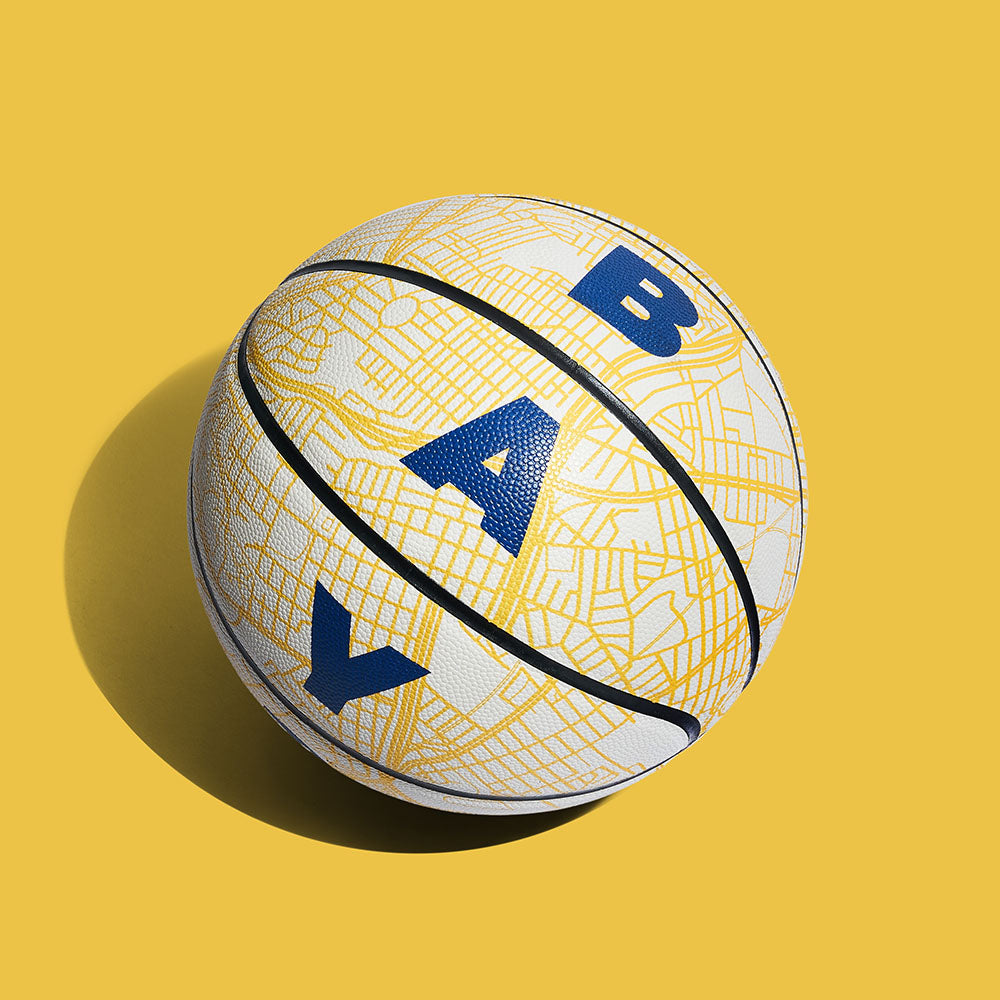 City Series Basketball: The Bay, unboxed with yellow line map and blue block letters.