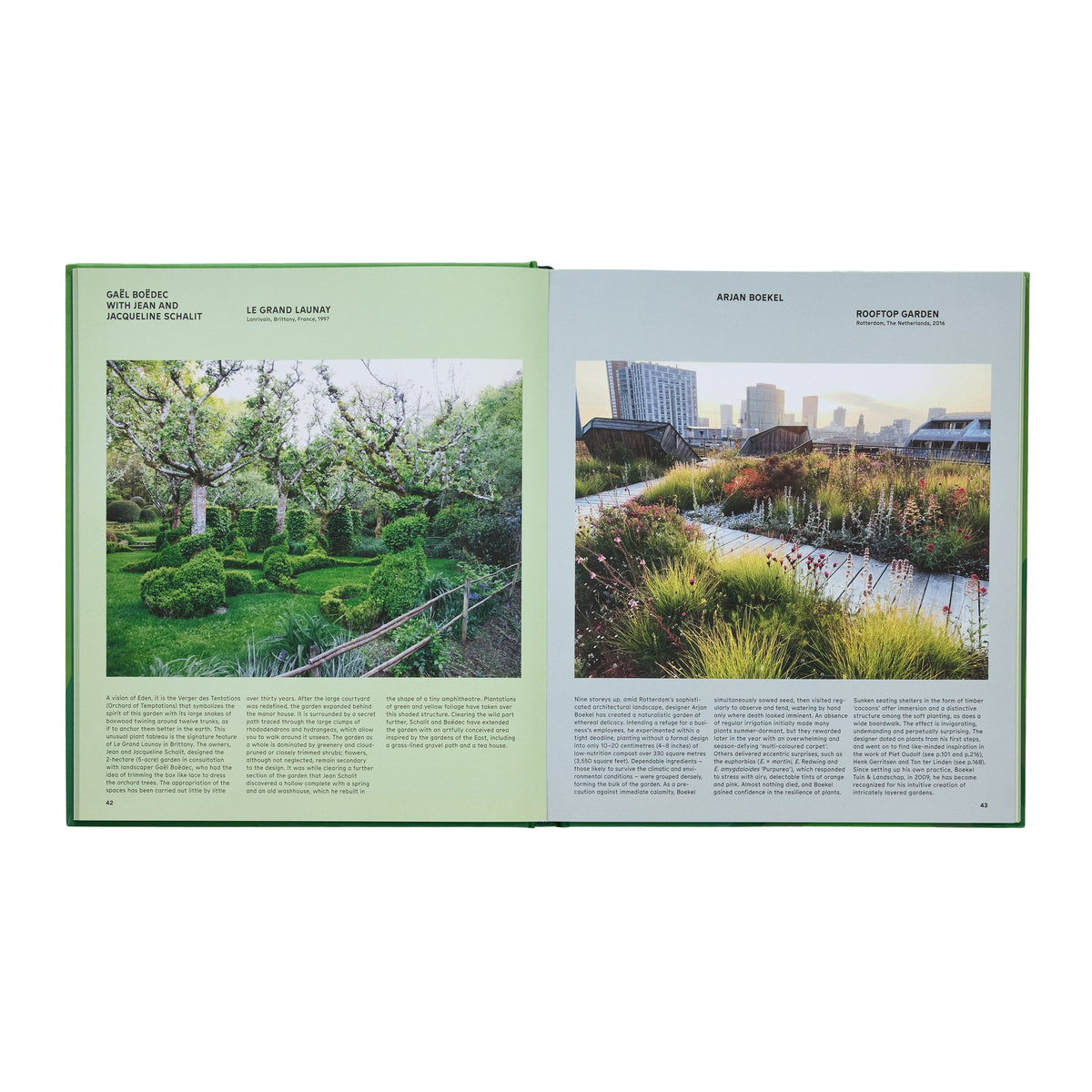 The Contemporary Garden book spread showing two gardens
