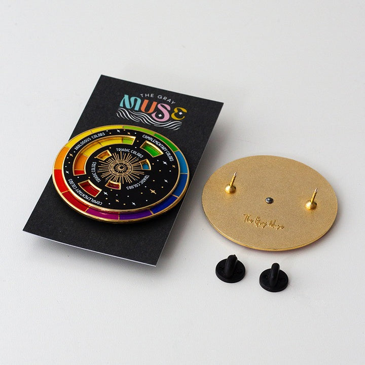 Color Wheel Interactive Spinner Black + Gold Enamel Pin - SFMOMA