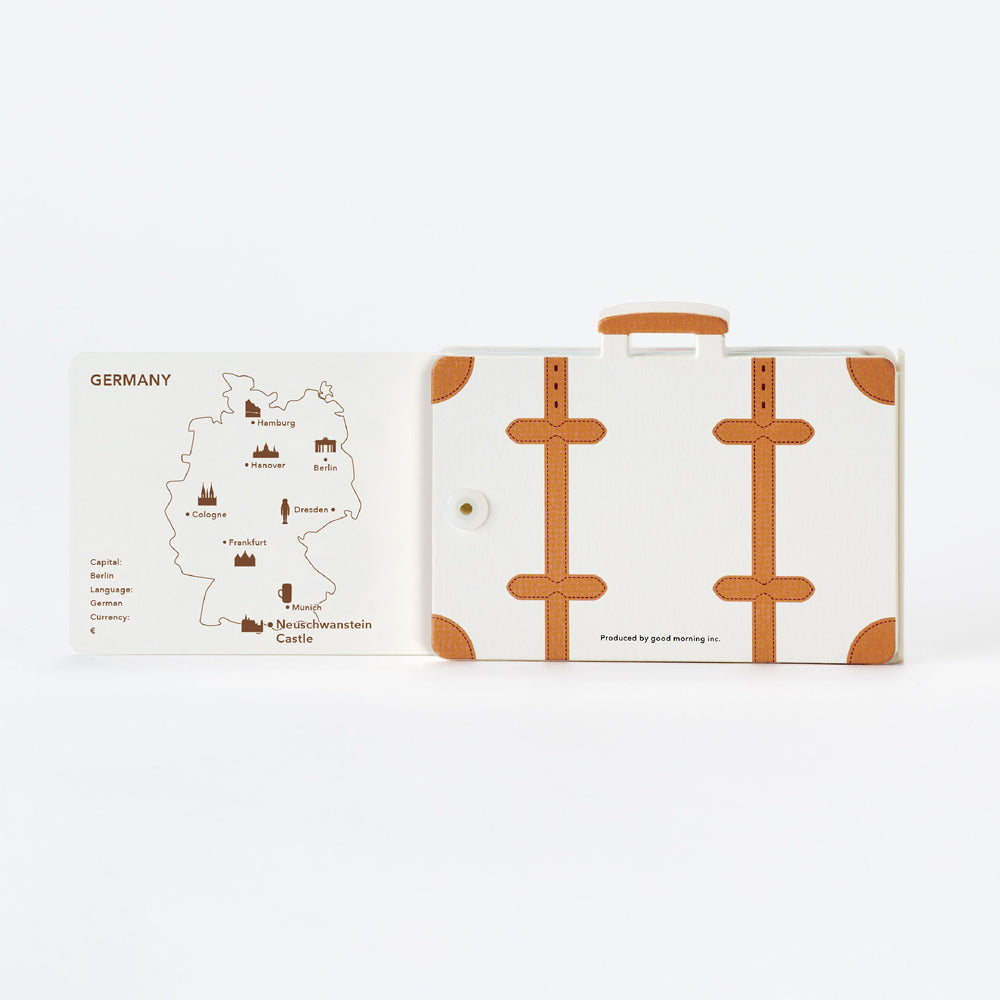 Small suitcase with a map illustration of Germany.